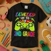 Leveled Up To 2nd Grade Gamer Back To School First Day Kids T-Shirt thumb 3