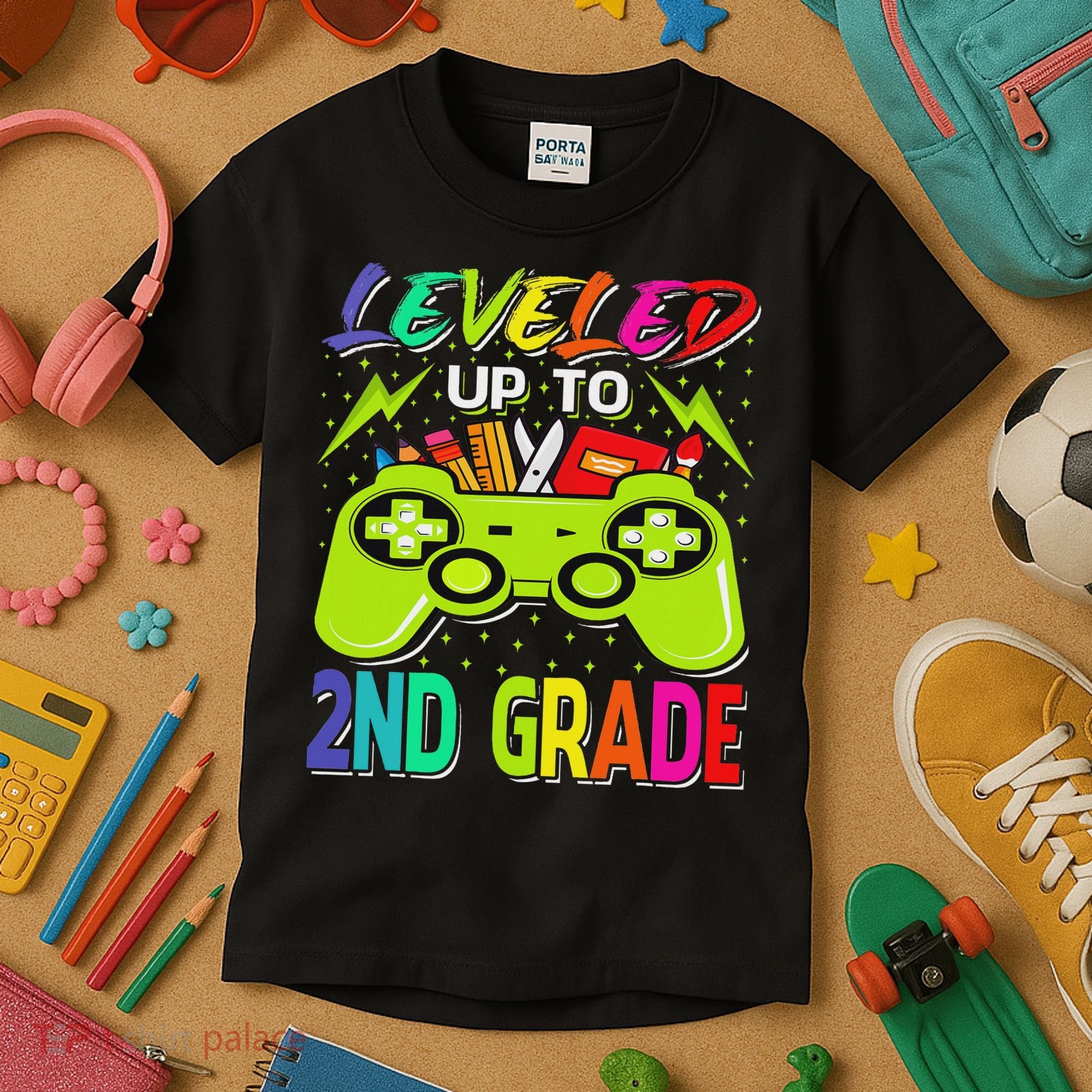 Leveled Up To 2nd Grade Gamer Back To School First Day Kids T-Shirt