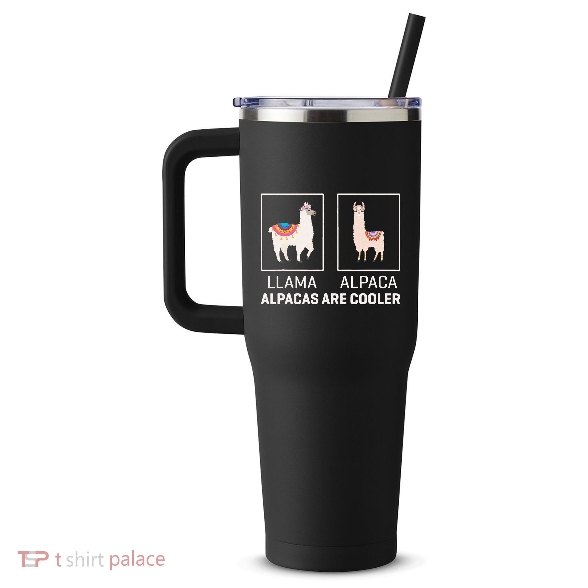 Llama Vs Alpaca Alpacas Are Cooler Funny Alpaca Lover 40oz Vacuum Insulated Stainless Steel Travel Tumbler