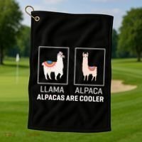 Llama Vs Alpaca Alpacas Are Cooler Funny Alpaca Lover Golf Towel thumb 1