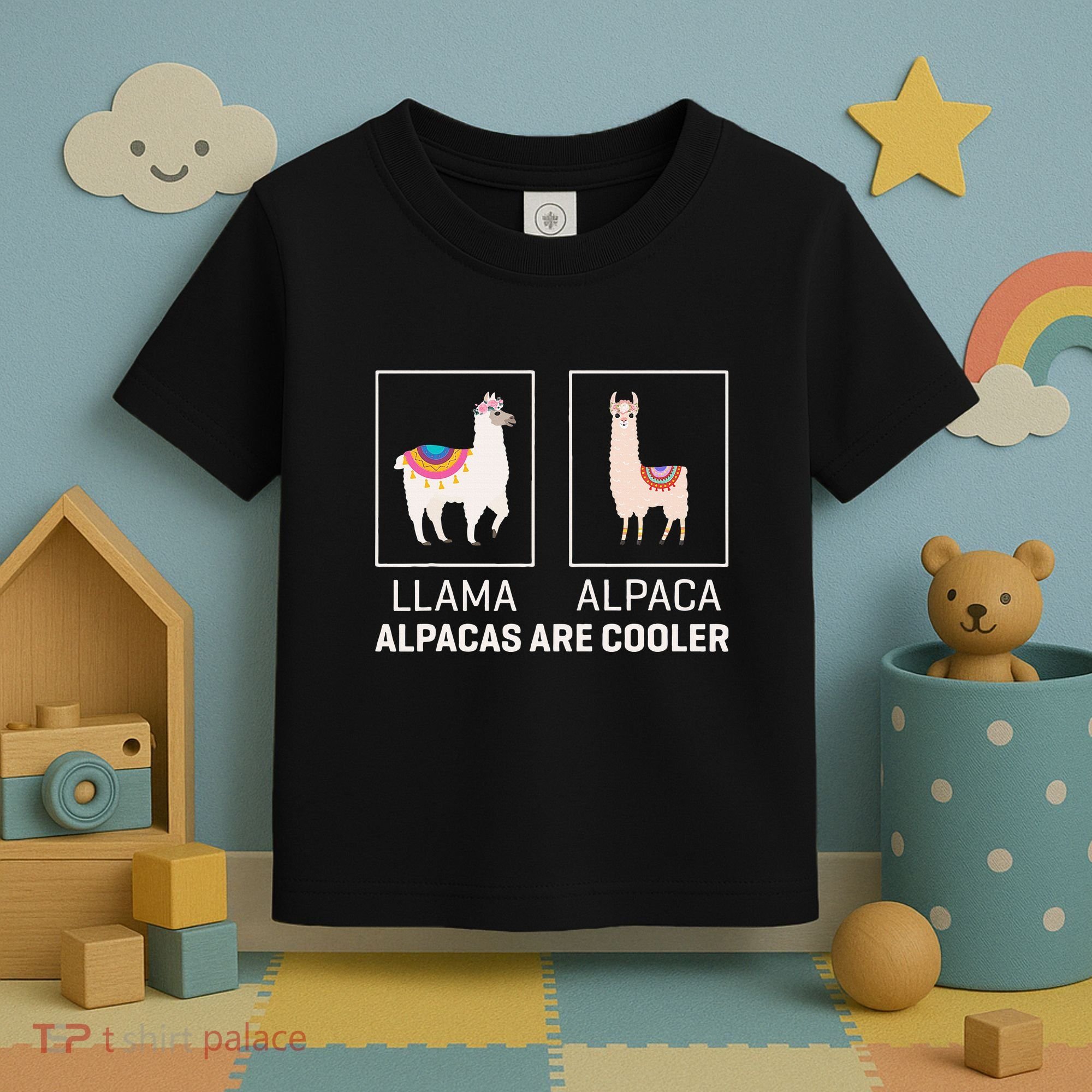 Llama Vs Alpaca Alpacas Are Cooler Funny Alpaca Lover Toddler T-Shirt