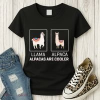 Llama Vs Alpaca Alpacas Are Cooler Funny Alpaca Lover Women's T-Shirt thumb 3