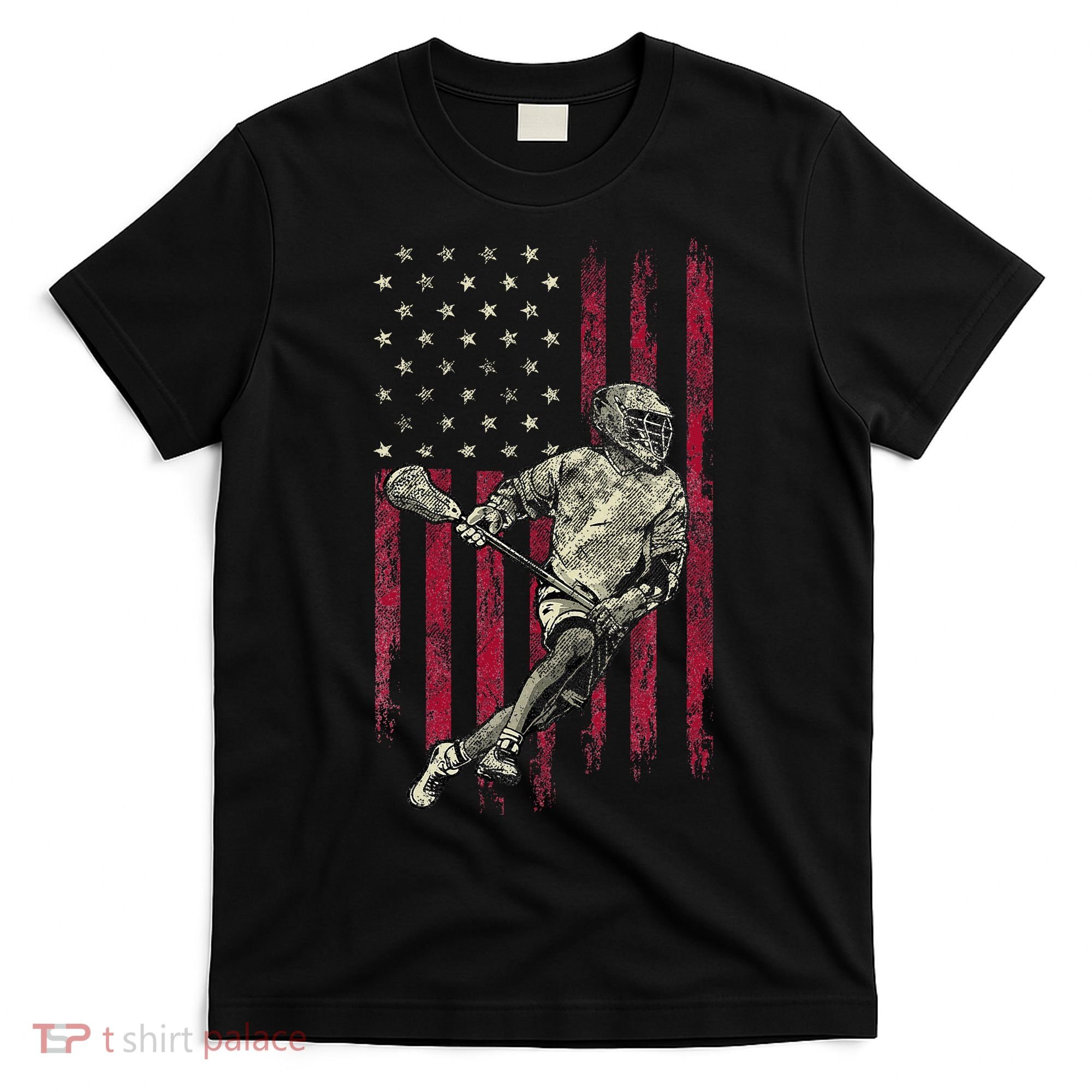 Lacrosse Vintage American Flag T-Shirt