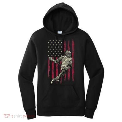 Lacrosse Vintage American Flag Women's Hoodie