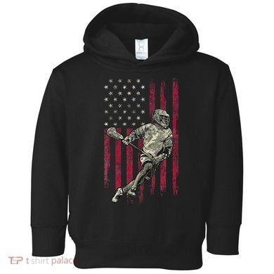 Lacrosse Vintage American Flag Toddler Hoodie