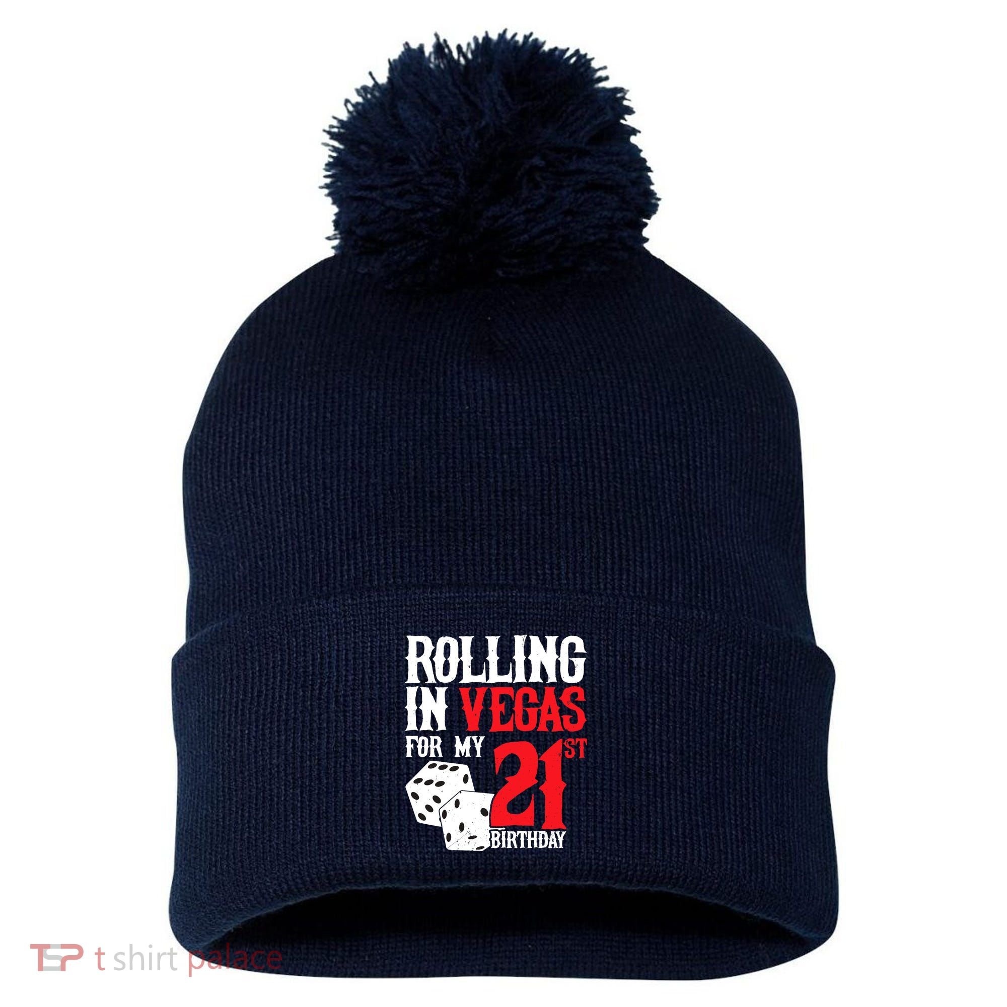 Las Vegas Birthday Party - Rolling in Vegas - 21st Birthday Pom Pom 12in Knit Beanie