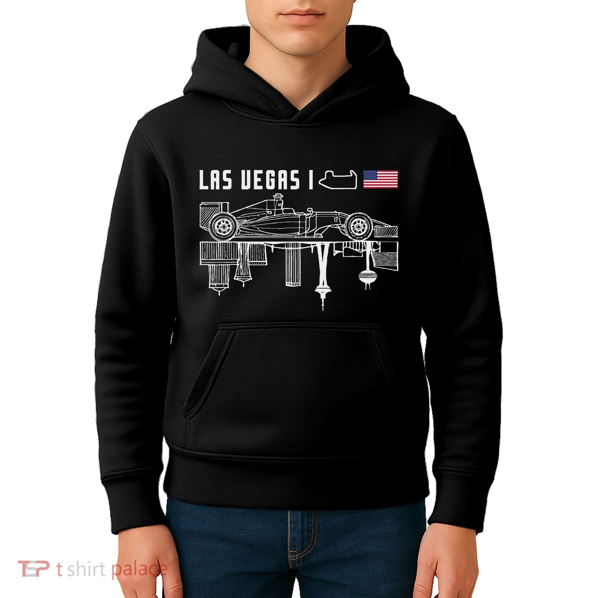 Las Vegas Circuit Us America Formula Racing Race Car Lovers Kids Hoodie