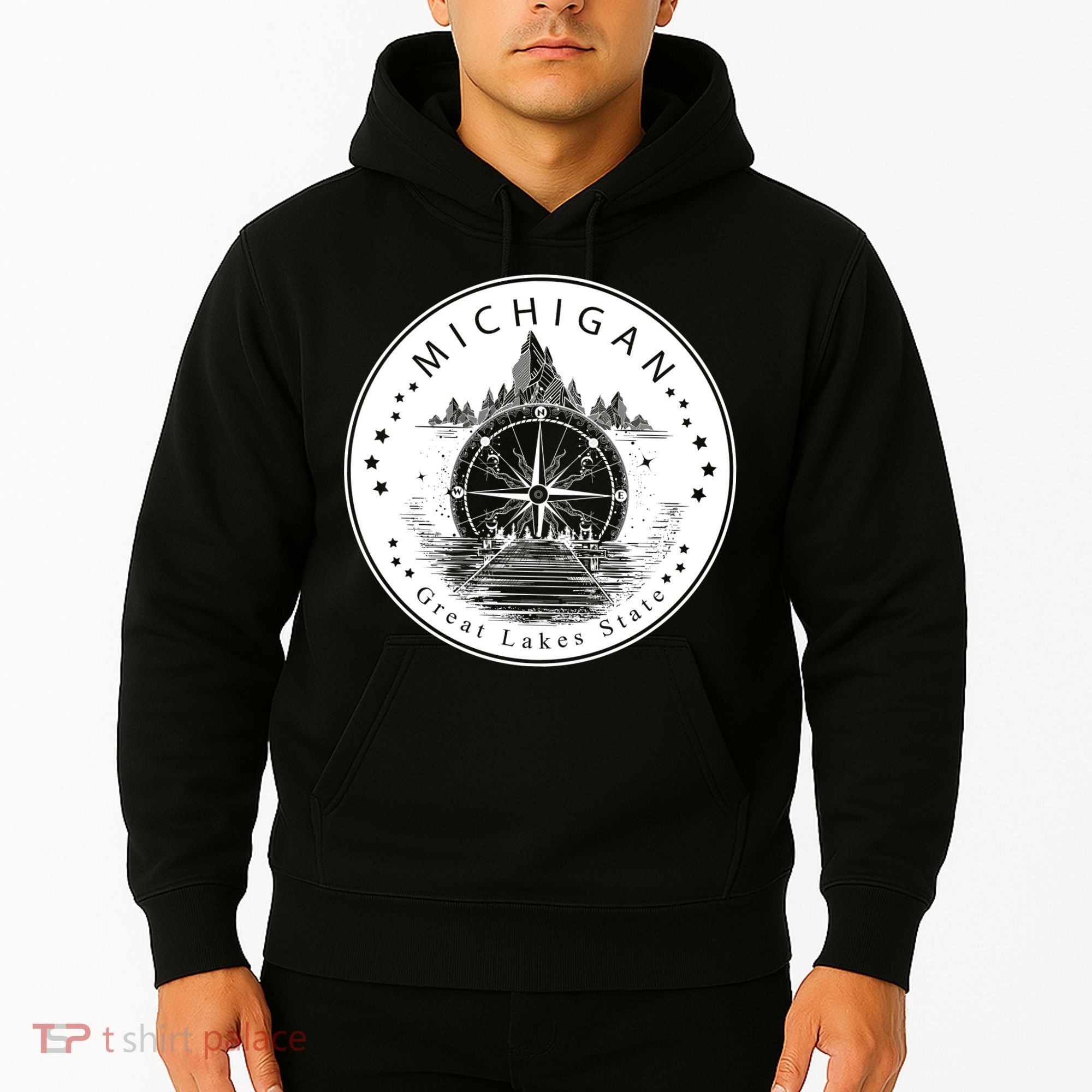 Lake View Compass Michigan Logo Hoodie