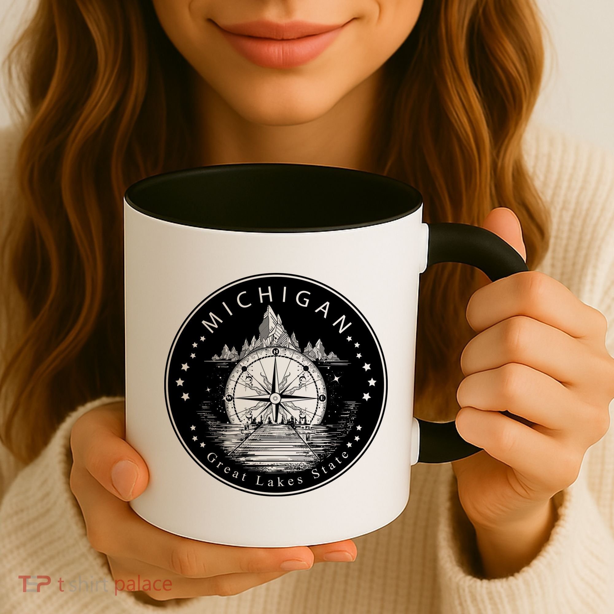 Lake View Compass Michigan Logo Coffee Mug