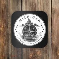 Lake View Compass Michigan Logo Coaster thumb 0