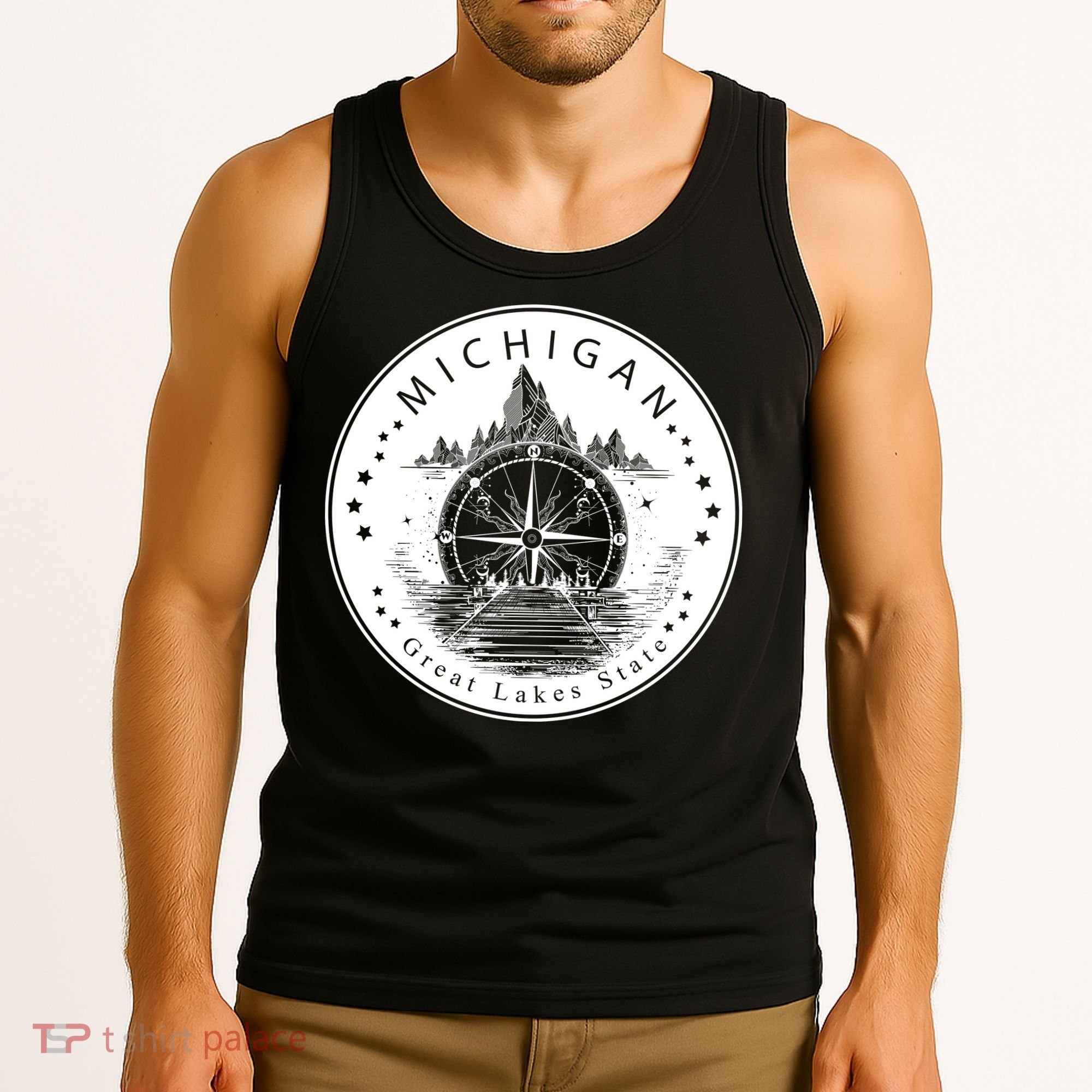 Lake View Compass Michigan Logo Tank Top