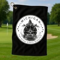 Lake View Compass Michigan Logo Golf Towel thumb 1