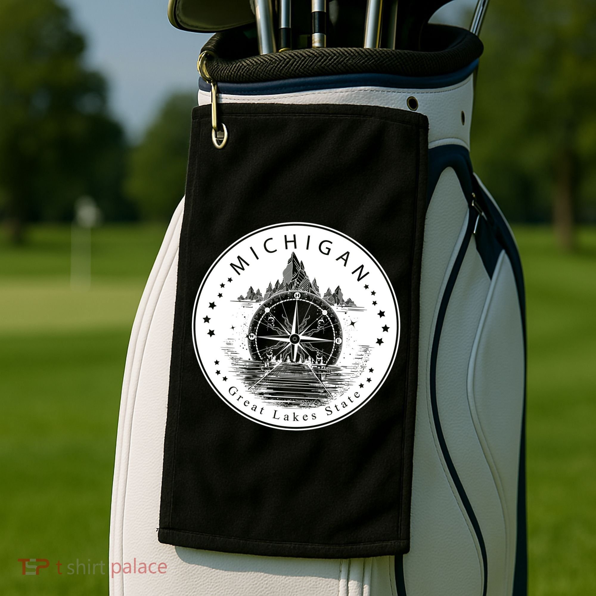 Lake View Compass Michigan Logo Golf Towel