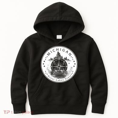 Lake View Compass Michigan Logo Kids Hoodie