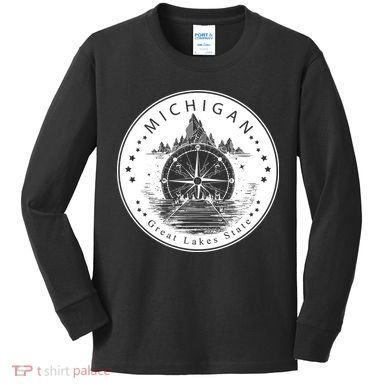 Lake View Compass Michigan Logo Kids Long Sleeve Shirt