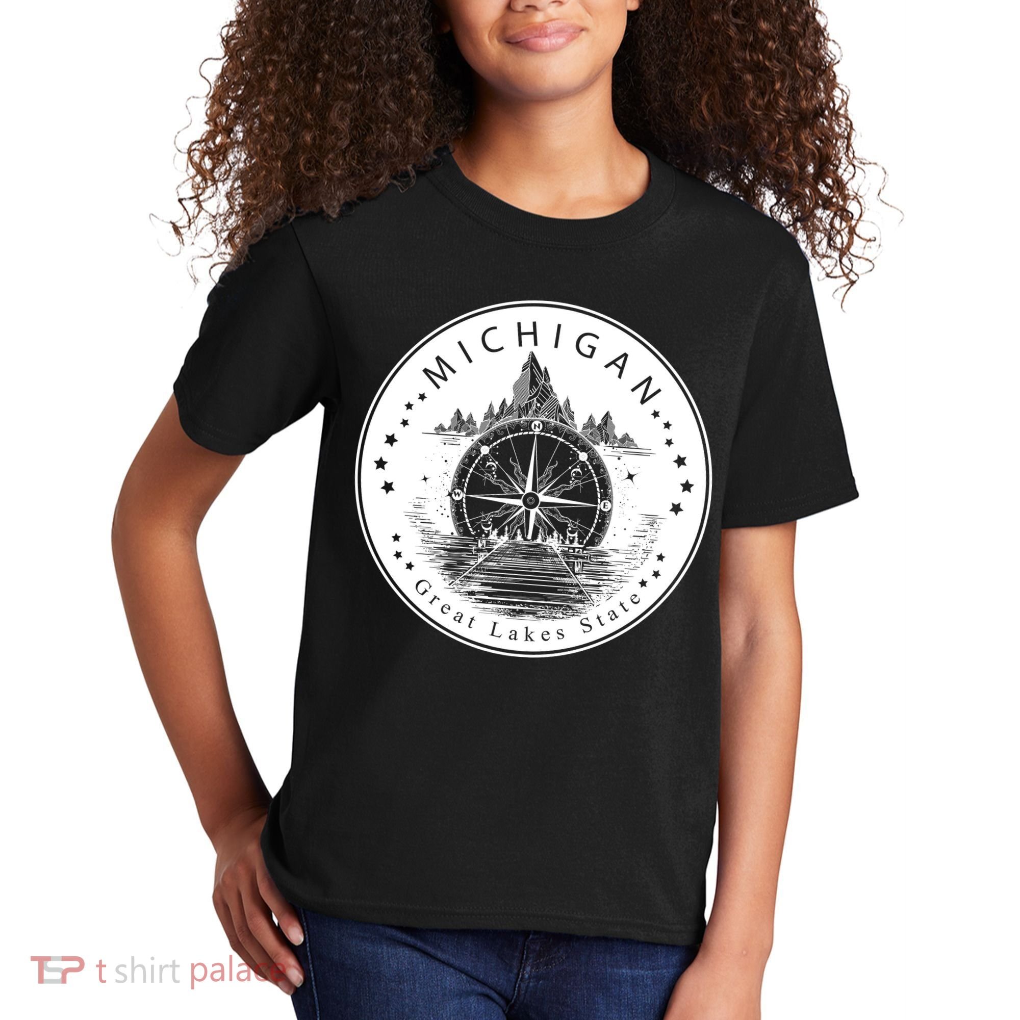 Lake View Compass Michigan Logo Kids T-Shirt
