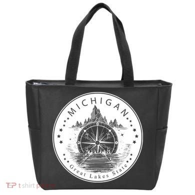 Lake View Compass Michigan Logo Tote Bag