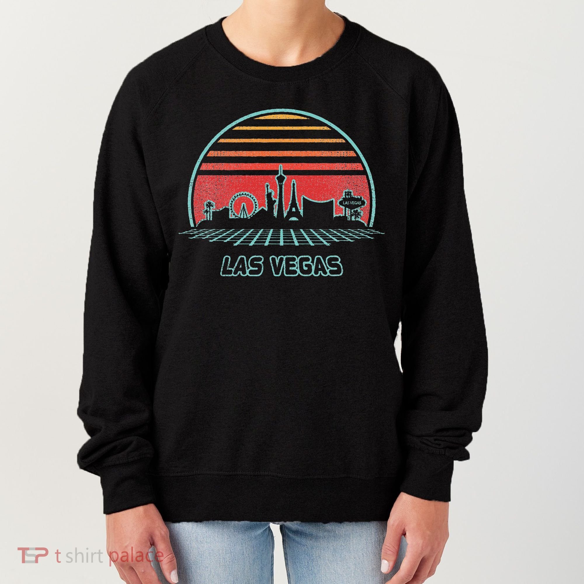 Las Vegas City Skyline Retro 80s Style Women's Sweatshirt