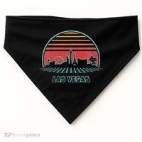 Las Vegas City Skyline Retro 80s Style USA-Made Doggie Bandana thumb 0