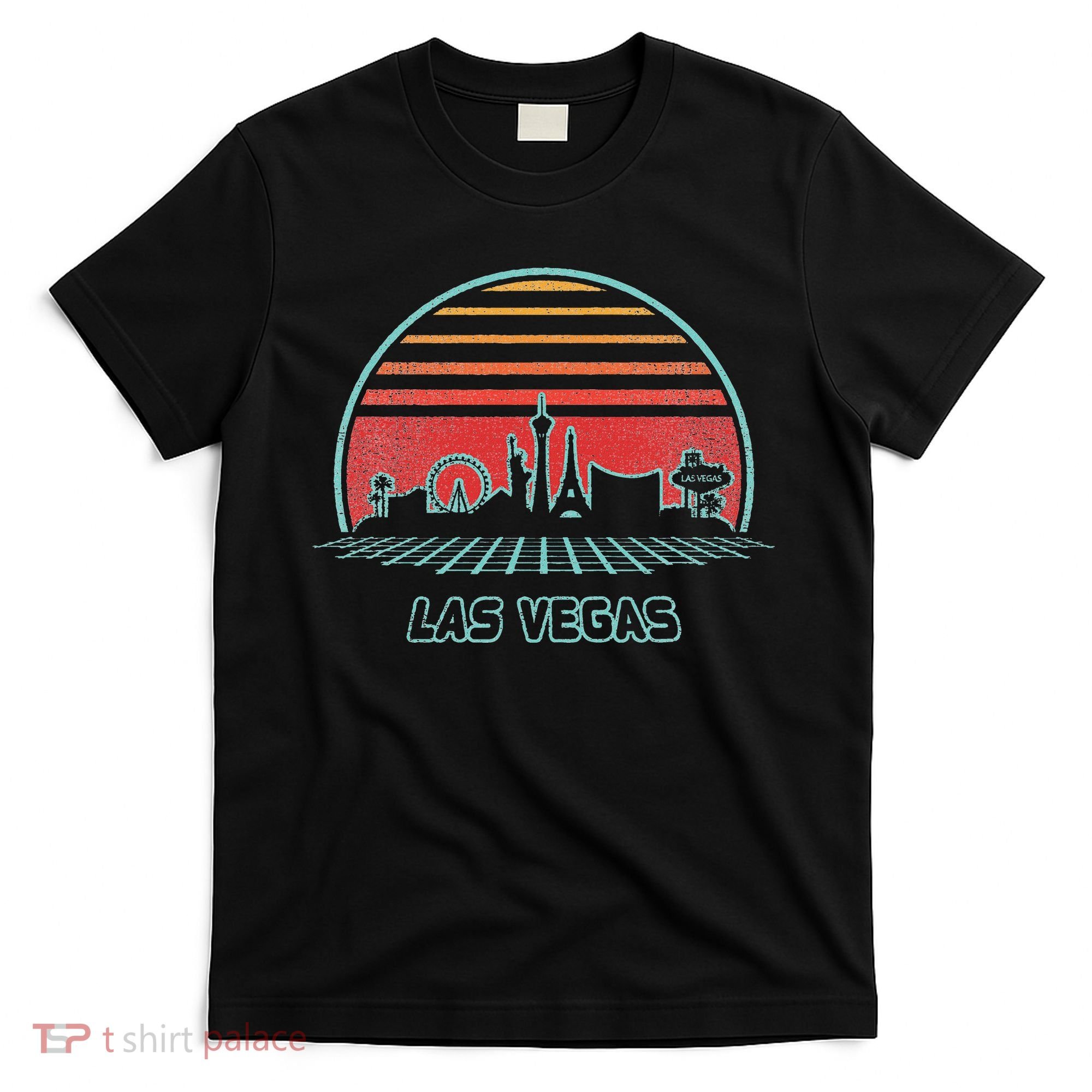 Las Vegas City Skyline Retro 80s Style T-Shirt