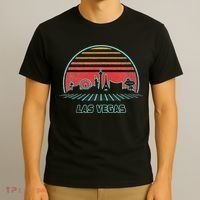Las Vegas City Skyline Retro 80s Style T-Shirt thumb 3