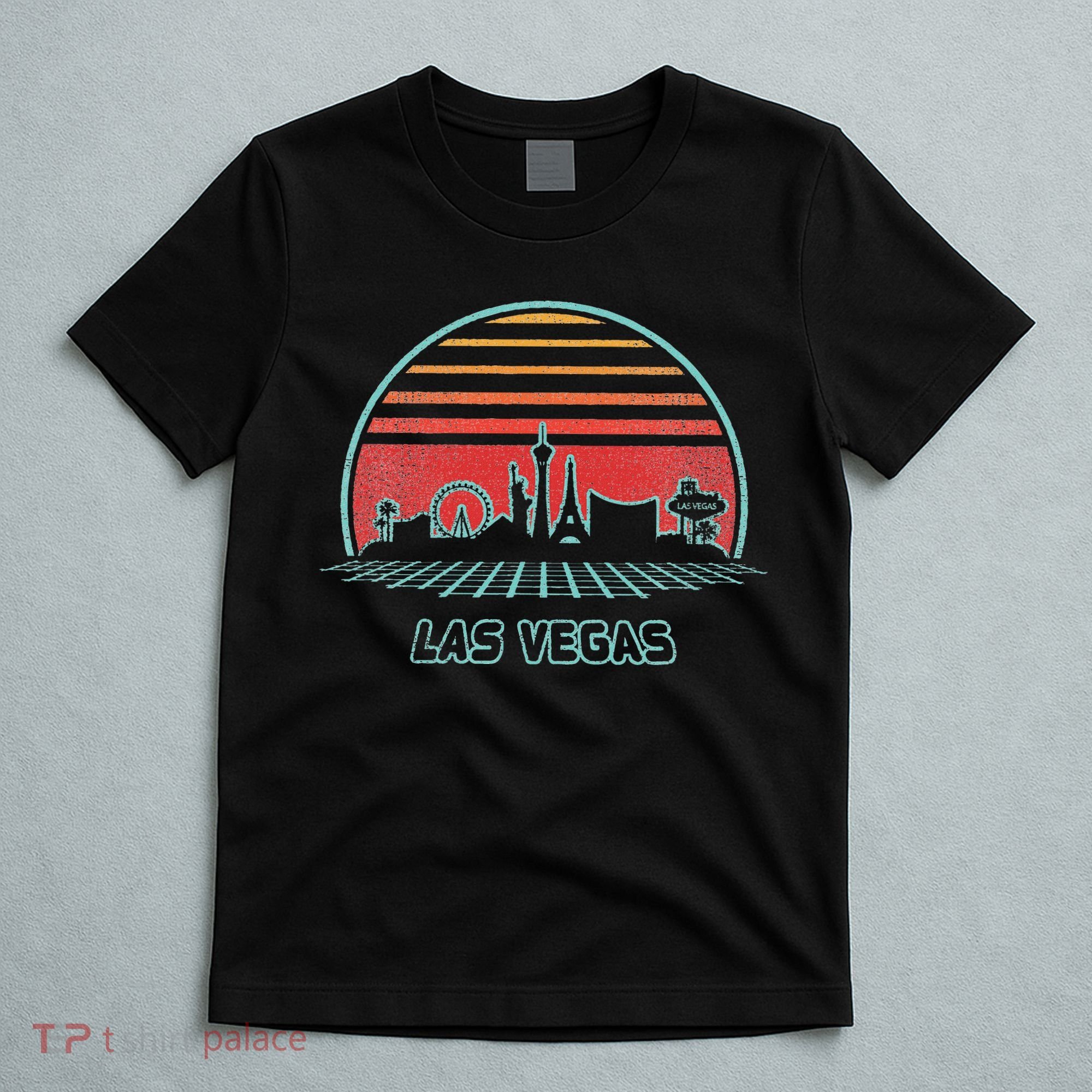 Las Vegas City Skyline Retro 80s Style T-Shirt