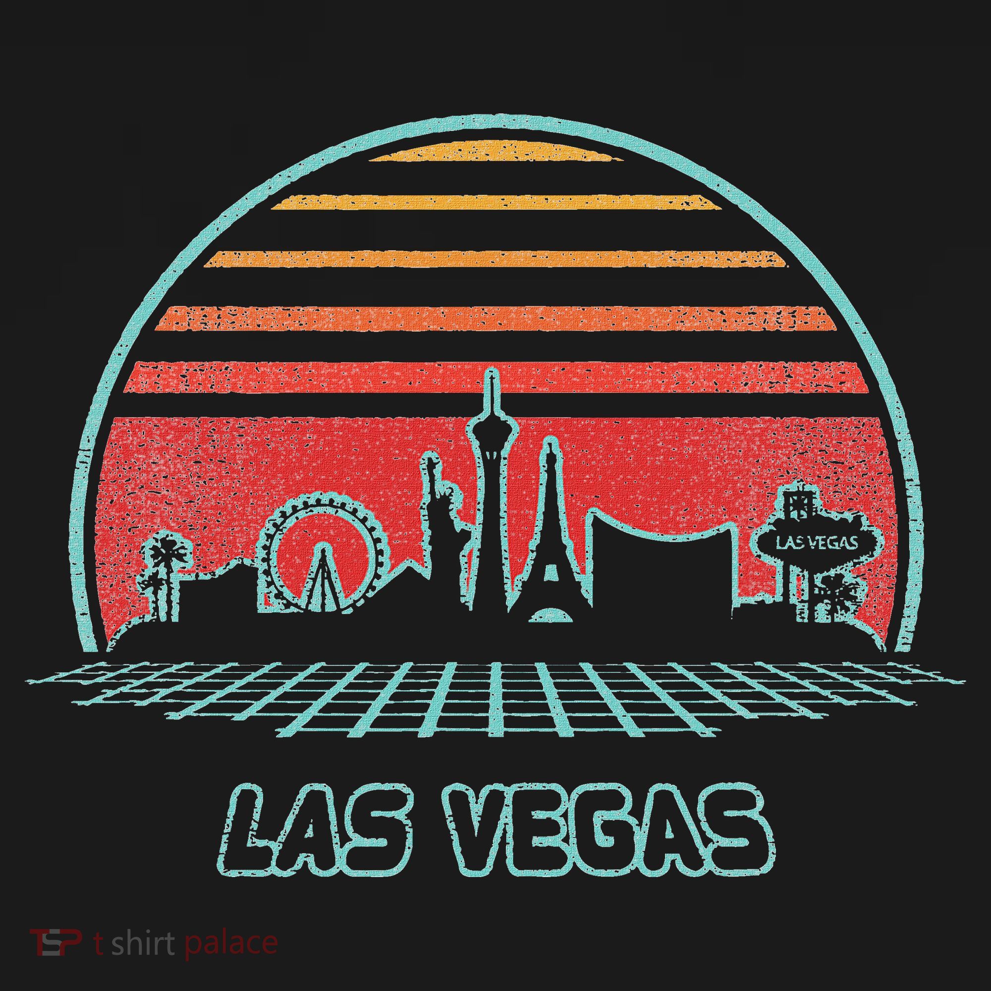 Las Vegas City Skyline Retro 80s Style T-Shirt
