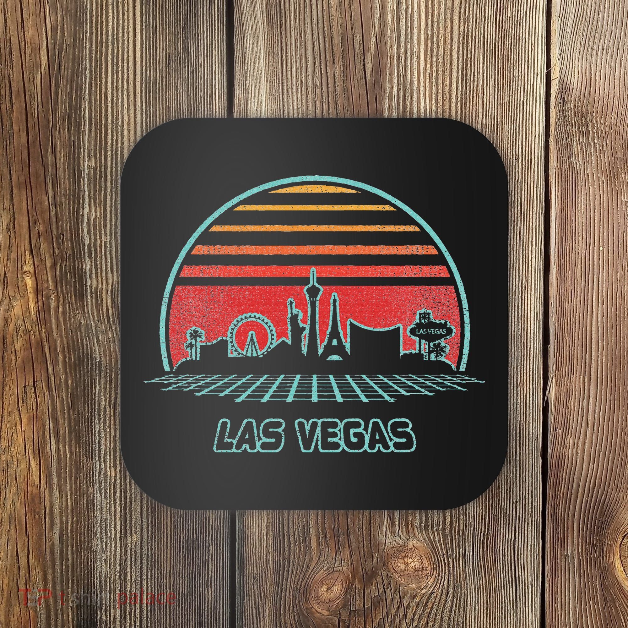 Las Vegas City Skyline Retro 80s Style Coaster