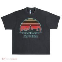 Las Vegas City Skyline Retro 80s Style Urban Oversized Heavyweight T-Shirt thumb 0