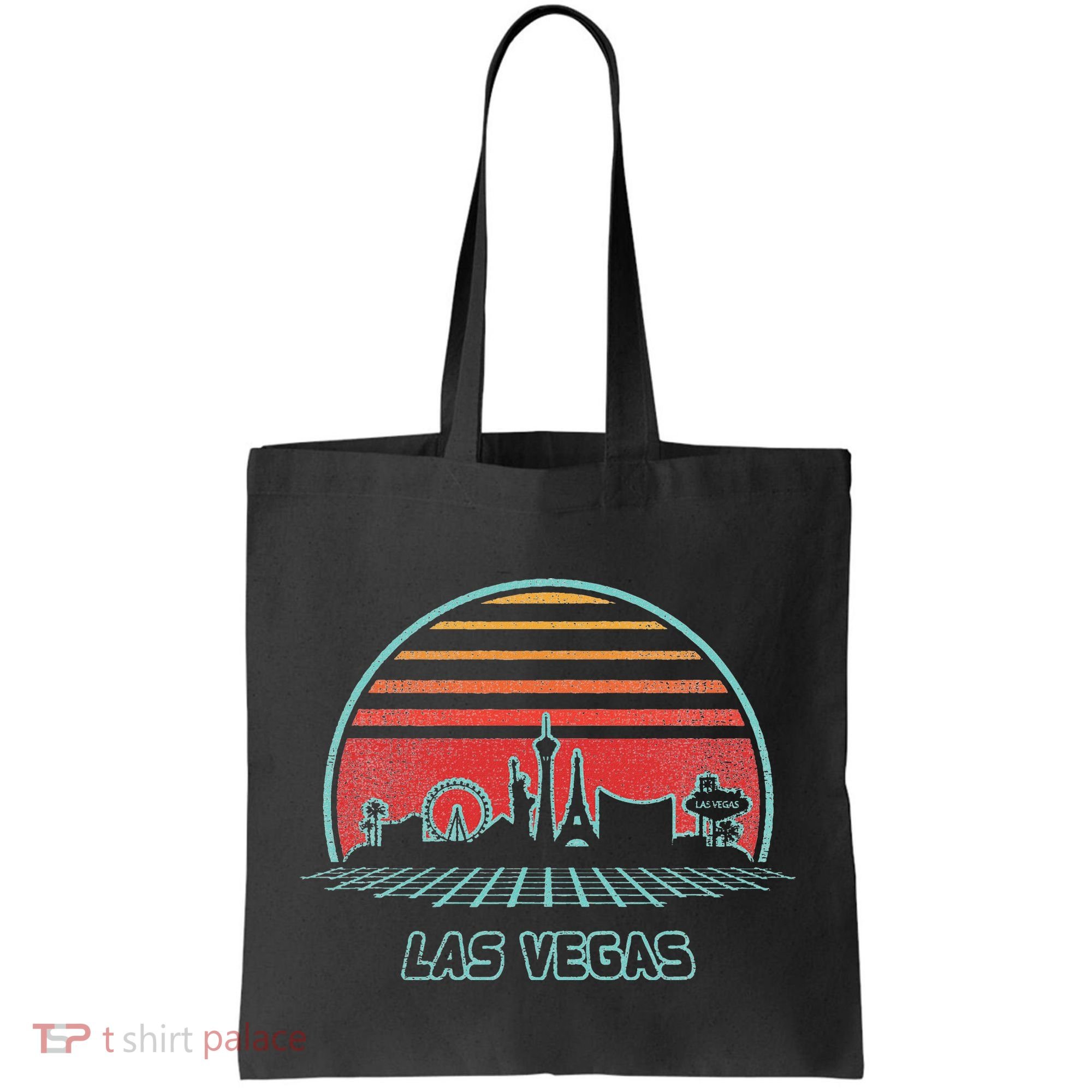 Las Vegas City Skyline Retro 80s Style Tote Bag