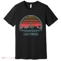 Las Vegas City Skyline Retro 80s Style Premium T-Shirt thumb 0