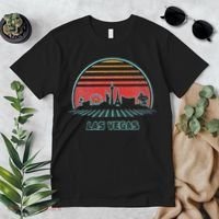 Las Vegas City Skyline Retro 80s Style Premium T-Shirt thumb 2