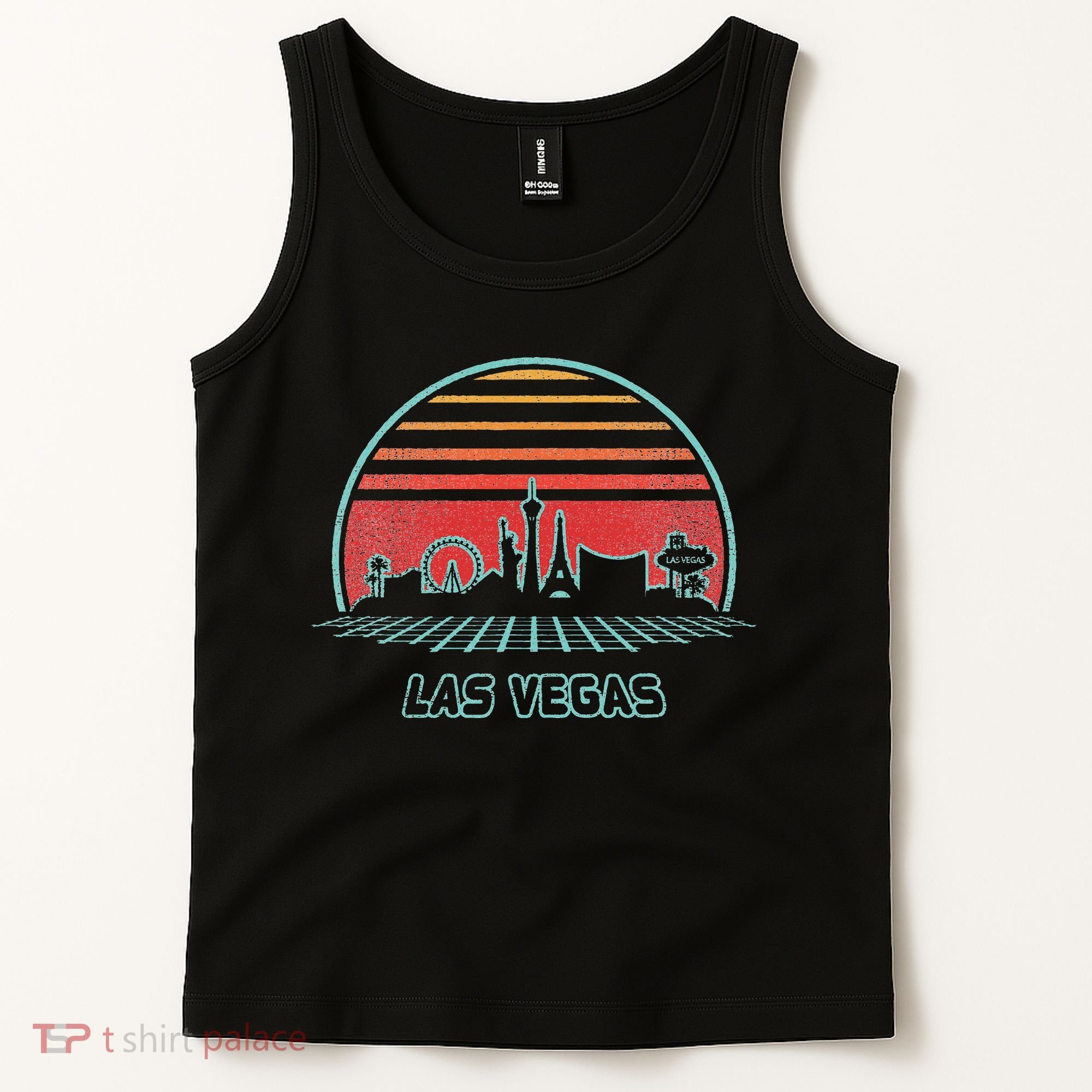 Las Vegas City Skyline Retro 80s Style Tank Top