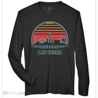 Las Vegas City Skyline Retro 80s Style Zone Performance Long-Sleeve T-Shirt thumb 0