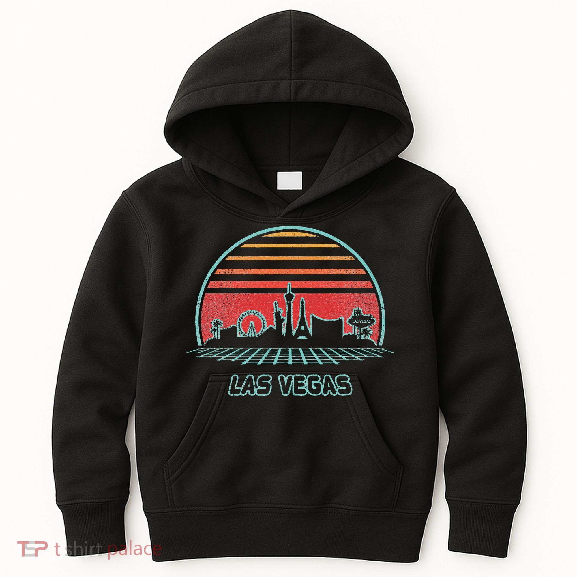 Las Vegas City Skyline Retro 80s Style Kids Hoodie