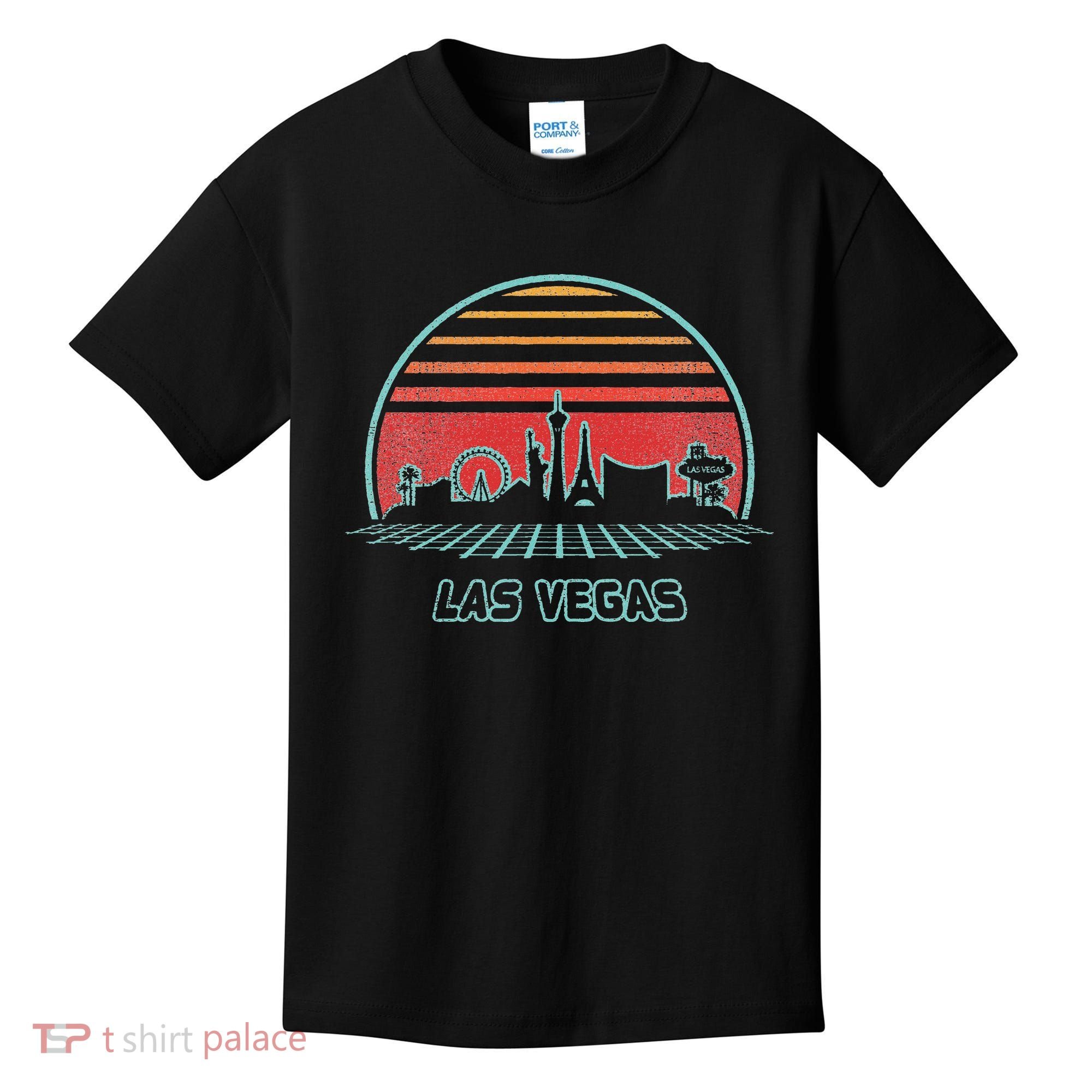 Las Vegas City Skyline Retro 80s Style Kids T-Shirt