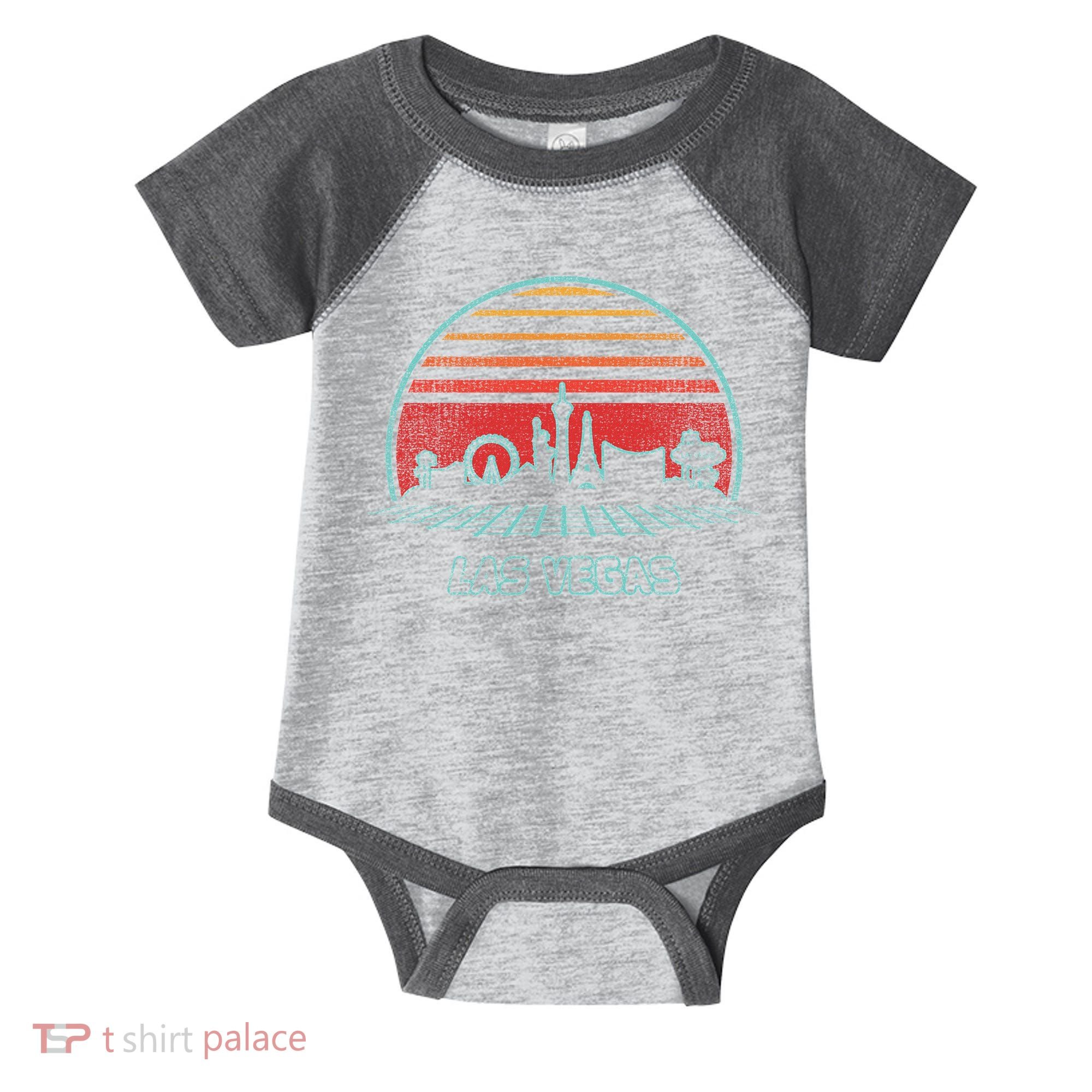 Las Vegas City Skyline Retro 80s Style Infant Baby Jersey Bodysuit