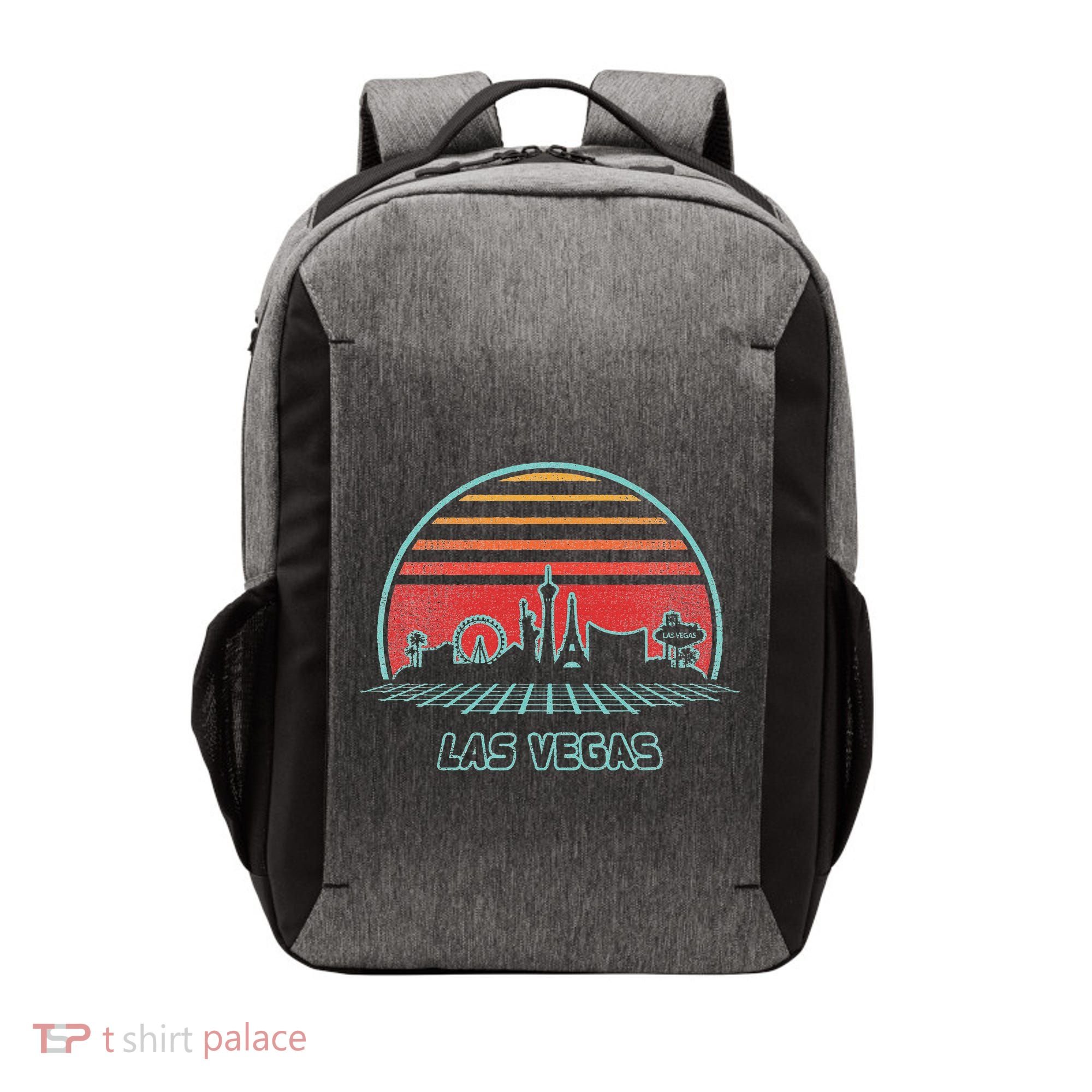 Las Vegas City Skyline Retro 80s Style Vector Backpack