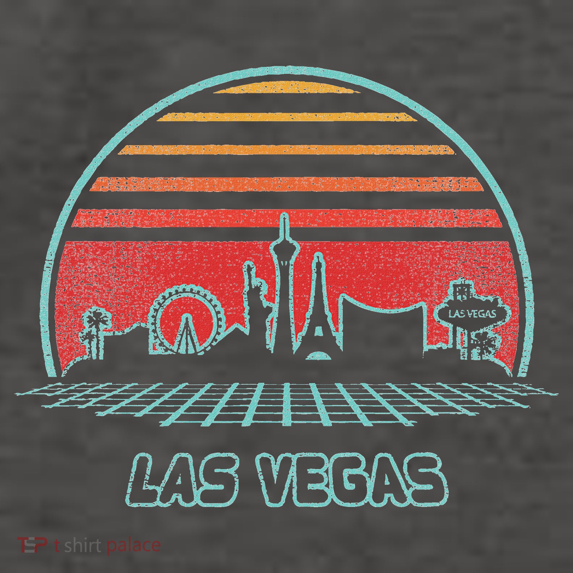 Las Vegas City Skyline Retro 80s Style Vector Backpack