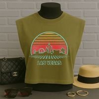 Las Vegas City Skyline Retro 80s Style Garment-Dyed Women's Muscle Tee thumb 3