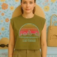 Las Vegas City Skyline Retro 80s Style Garment-Dyed Women's Muscle Tee thumb 4