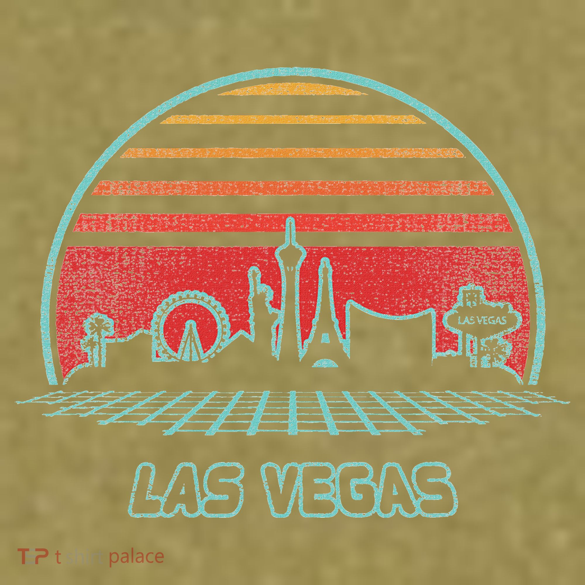 Las Vegas City Skyline Retro 80s Style Garment-Dyed Women's Muscle Tee