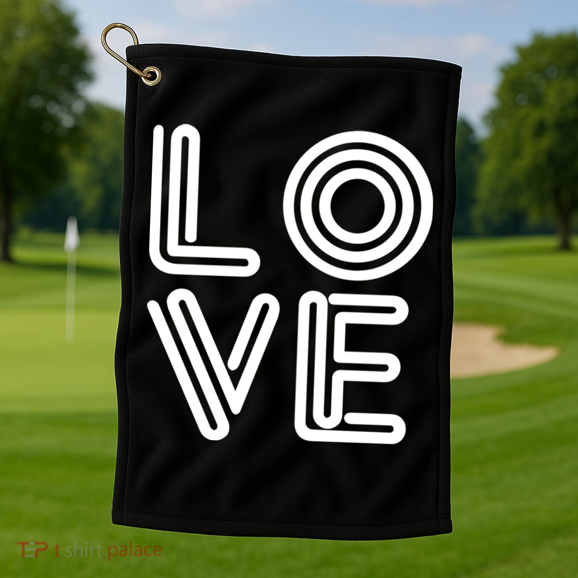 Love Valentines Day Word Logo Golf Towel