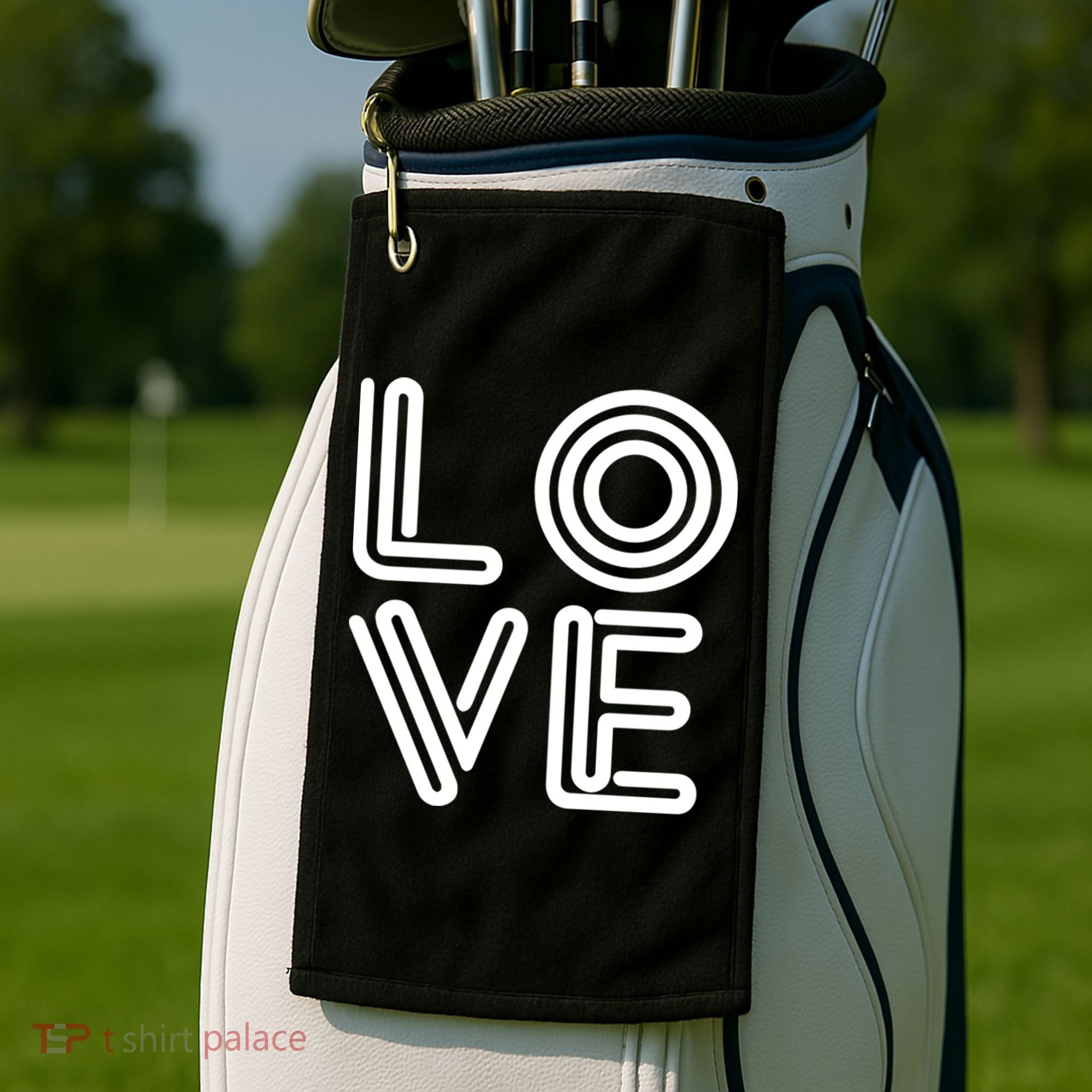 Love Valentines Day Word Logo Golf Towel