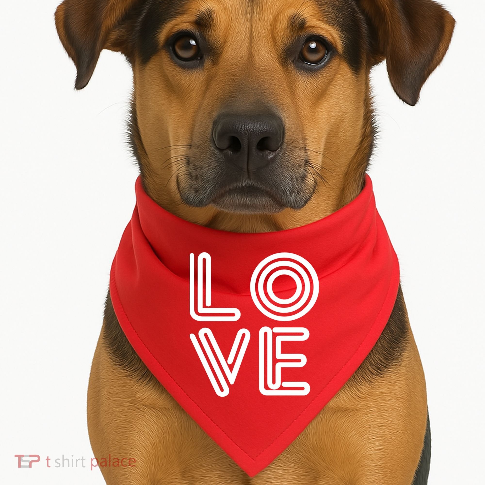Love Valentines Day Word Logo USA-Made Doggie Bandana