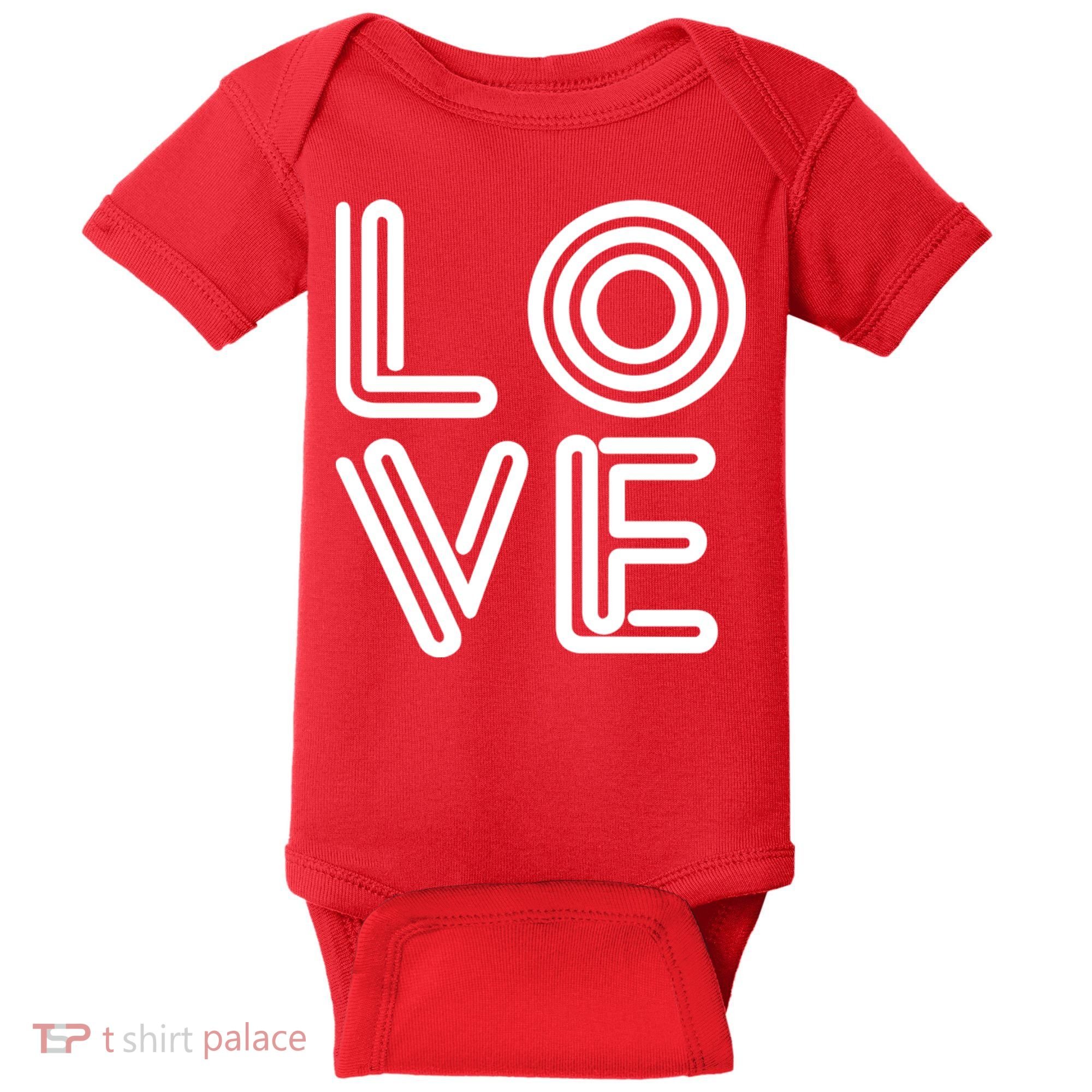 Love Valentines Day Word Logo Baby Bodysuit