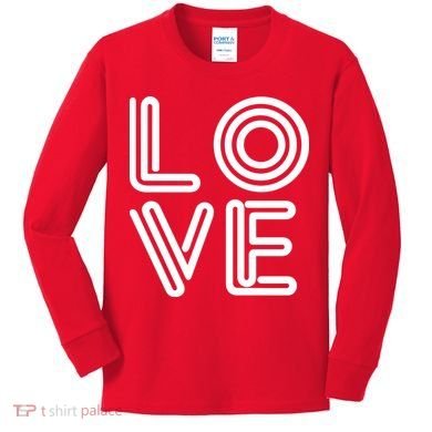 Love Valentines Day Word Logo Kids Long Sleeve Shirt