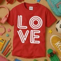 Love Valentines Day Word Logo Kids T-Shirt thumb 3