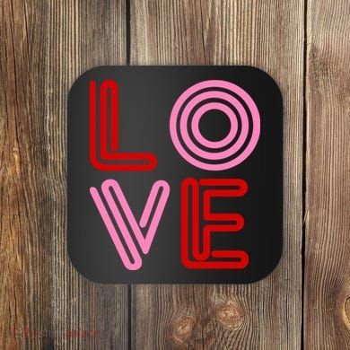 Love Valentines Day Pink And Red Logo Coaster