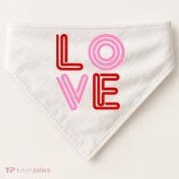 Love Valentines Day Pink And Red Logo USA-Made Doggie Bandana thumb 0